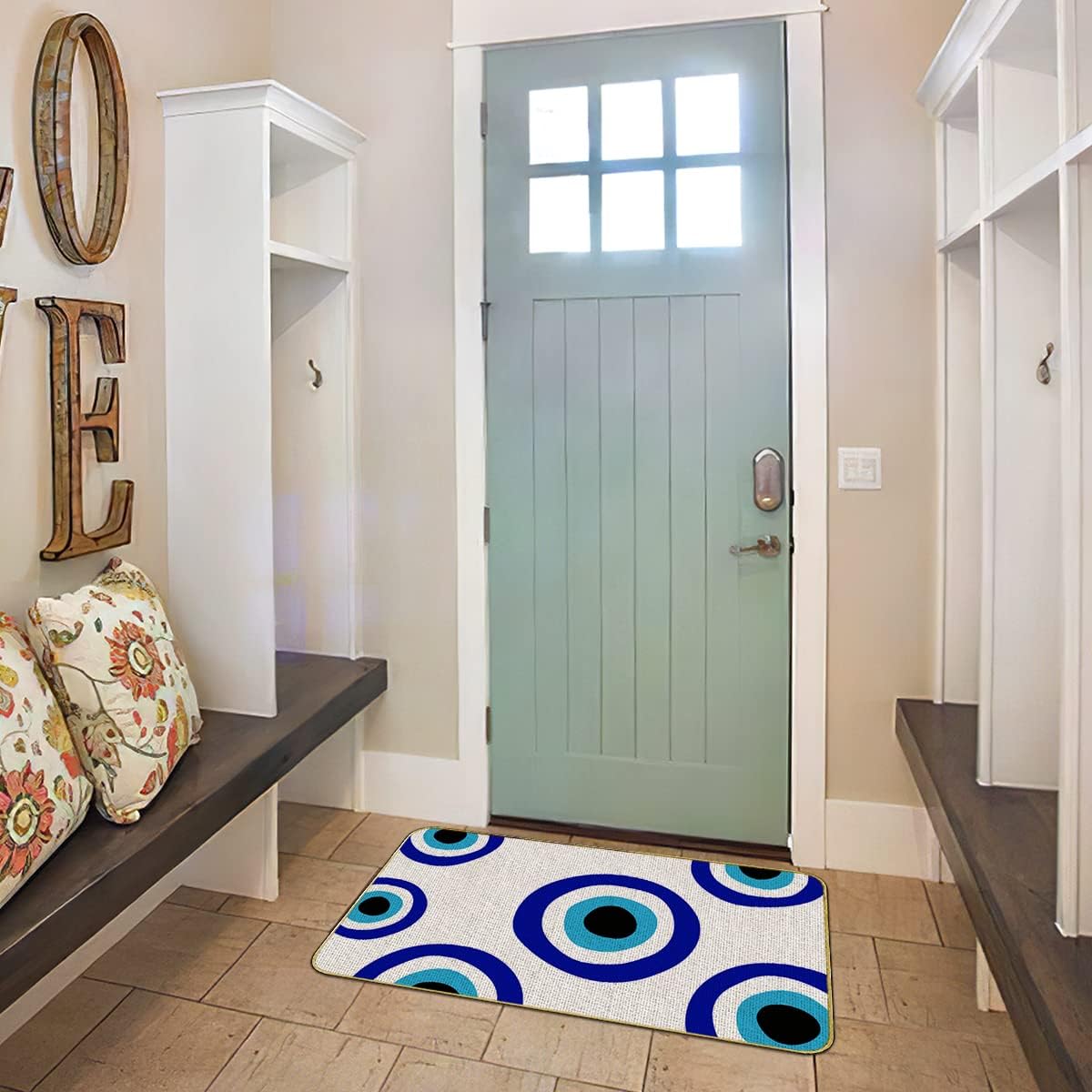 Tapete puerta ojo turco bohemio 30x17pulg entrada