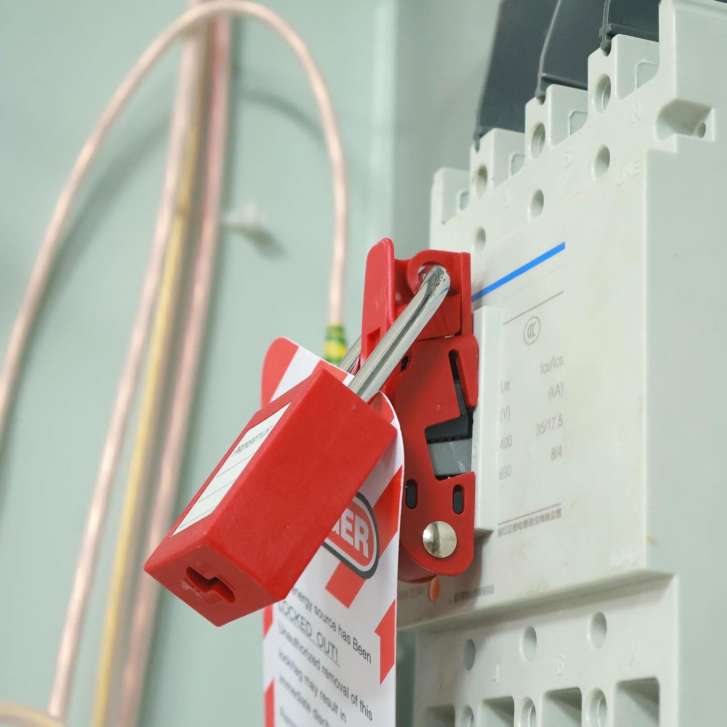 Bloqueo caja interruptor 110-277V palanca simple/doble rojo