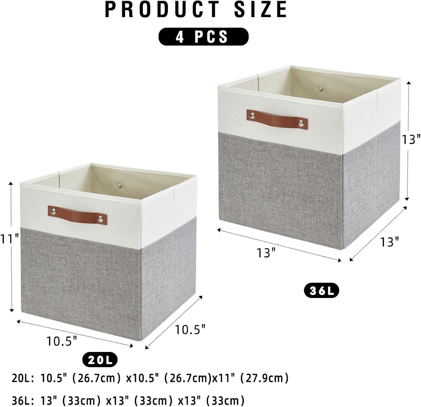 Contenedores tela plegables 11x11x11 4 Pzas