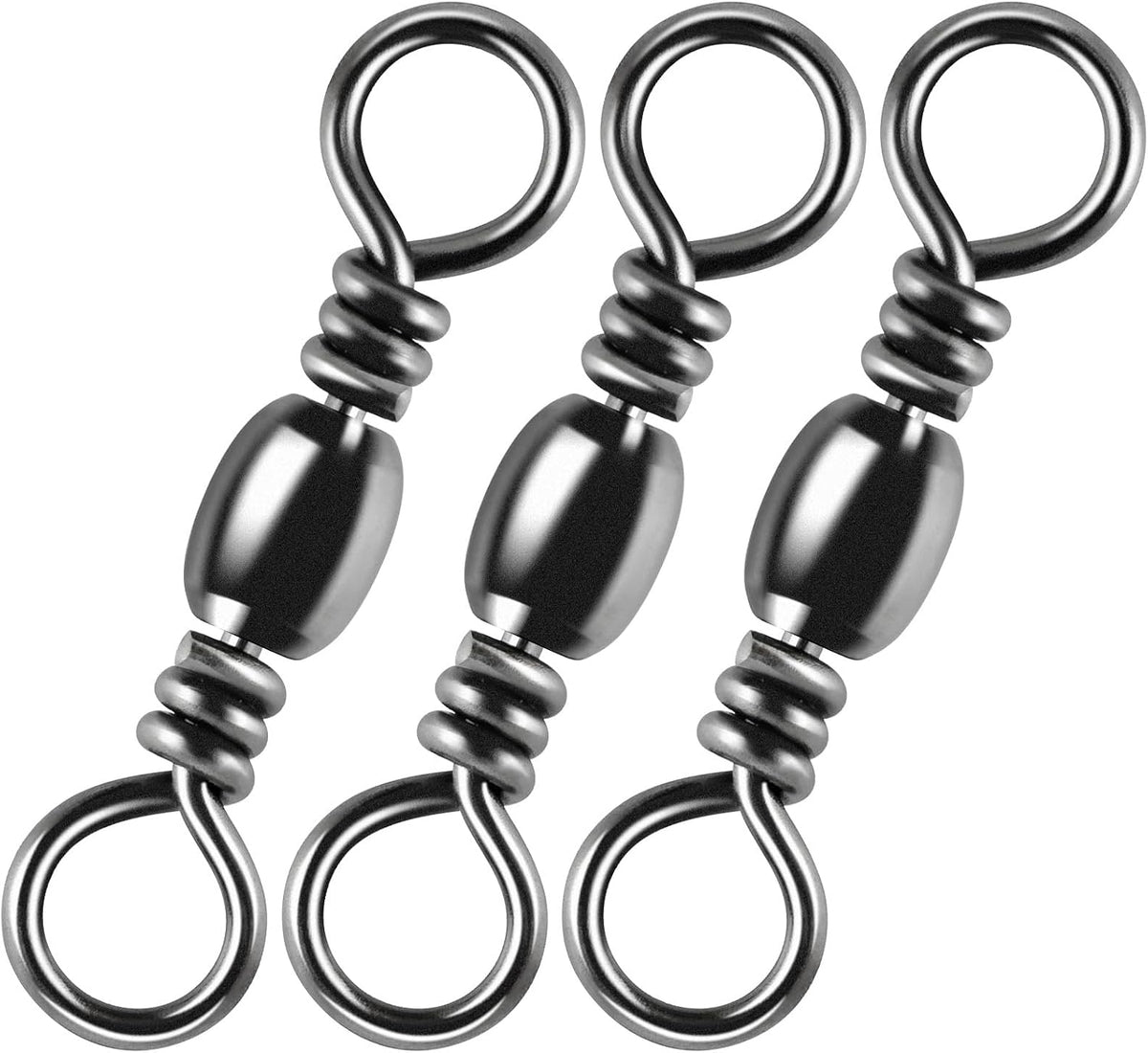 100 Giratorios Barril Pesca Acero Inox Níquel Negro