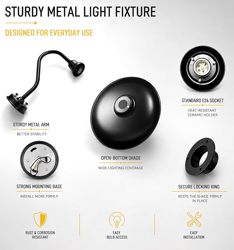 2 Luces de granero estilo industrial 17" exterior resistente