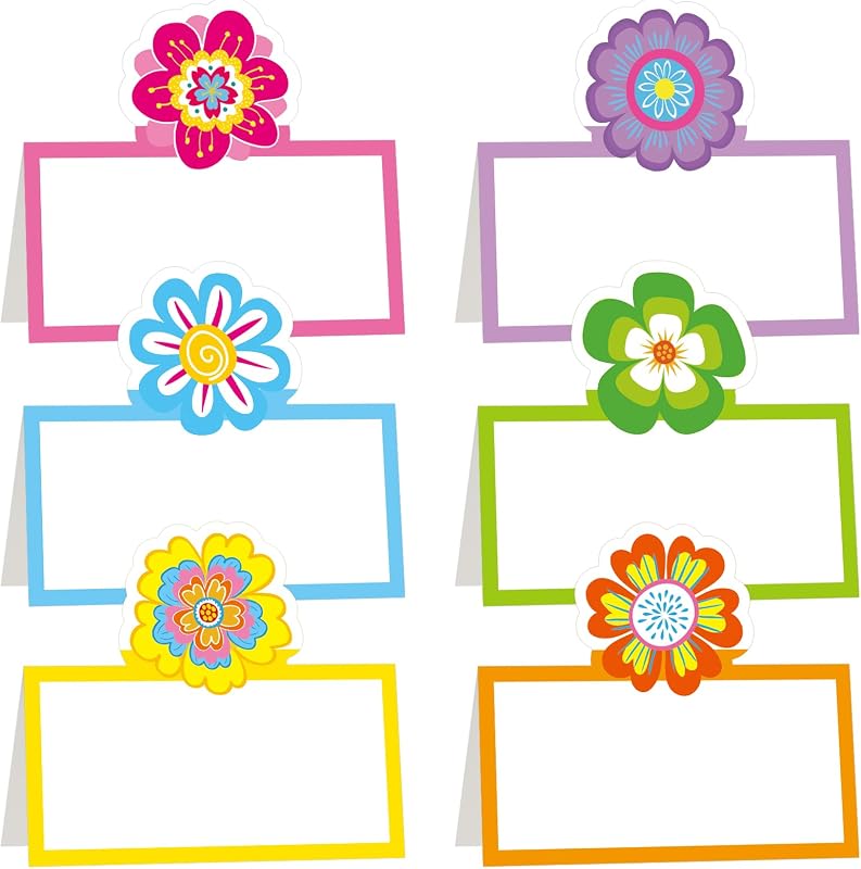48 Tarjetas Plegables Florales Blanco 3.9x1.9pulg