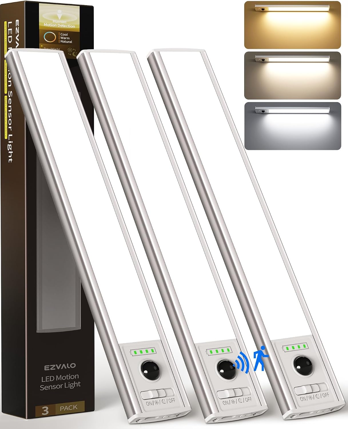 3 Luces inalámbricas sensor movimiento 10pulg 80 LED