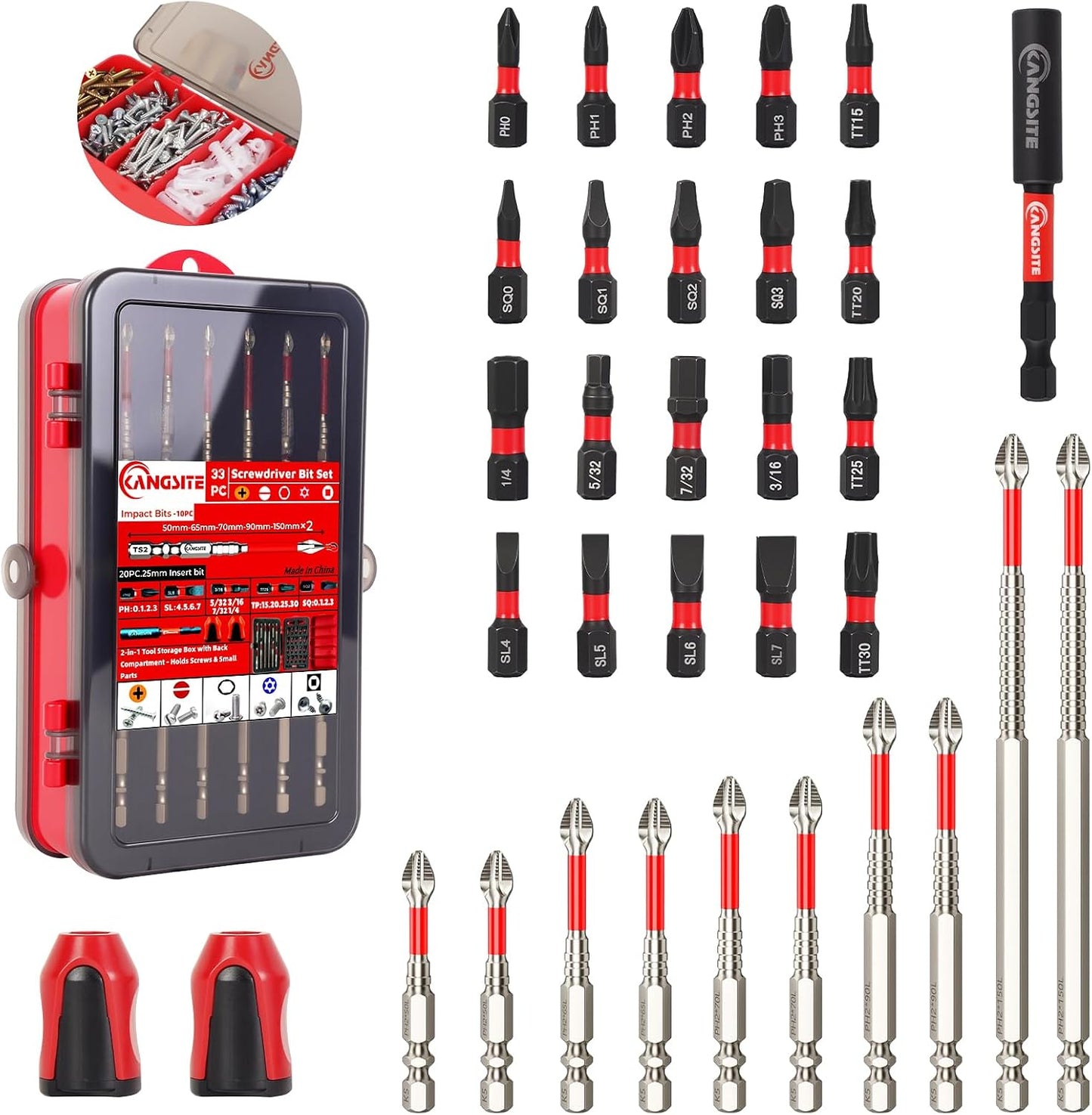 Set 33 Pzas Brocas Impacto Acero S2 Caja Doble Cara