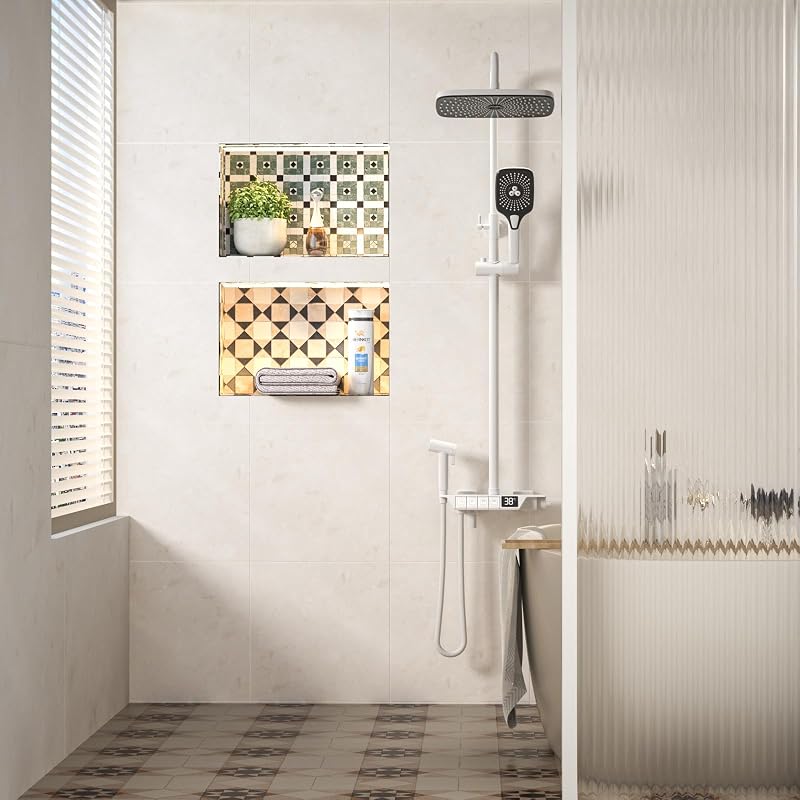 Nicho ducha aluminio con luz LED 12x18