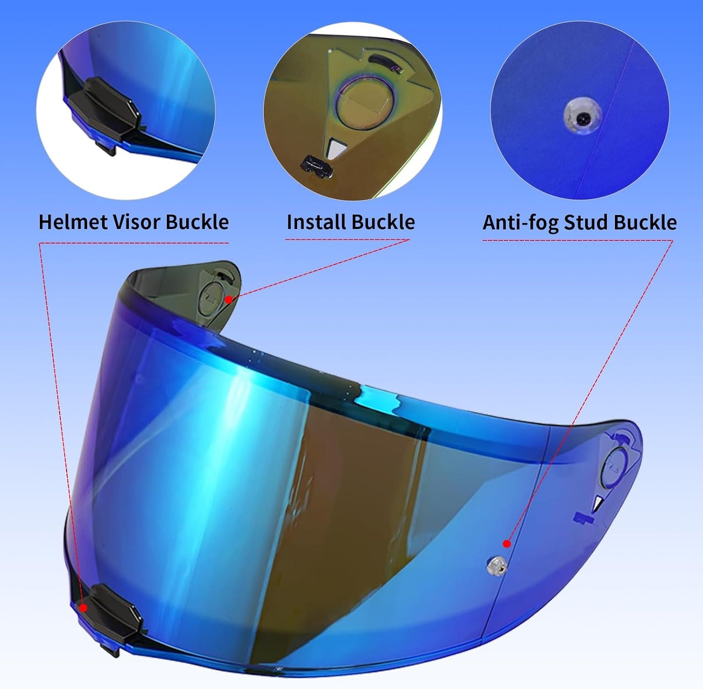 Escudo visera casco FF811 VECTOR II/Citation II azul cromado