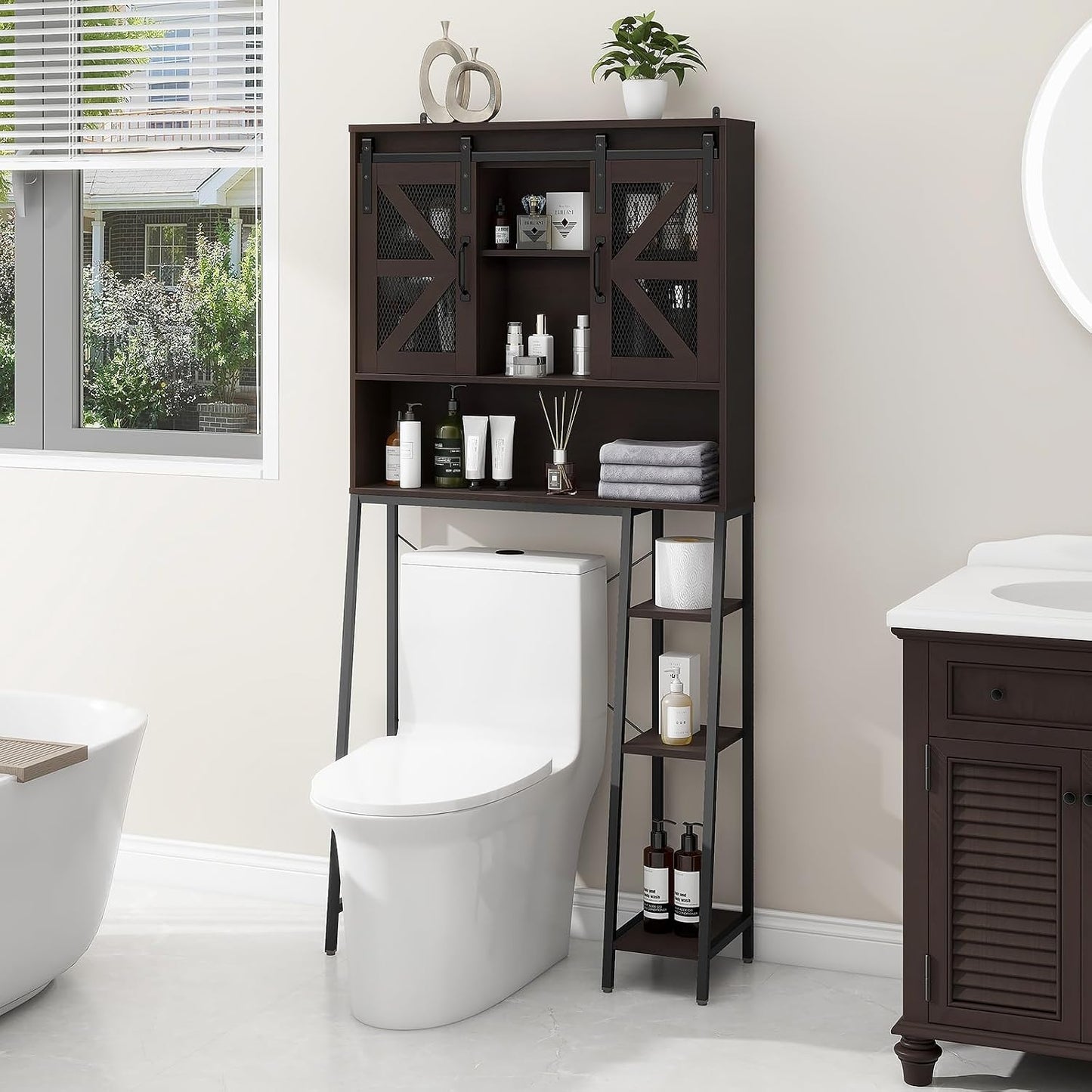 Armario sobre inodoro con puerta corredera para baño