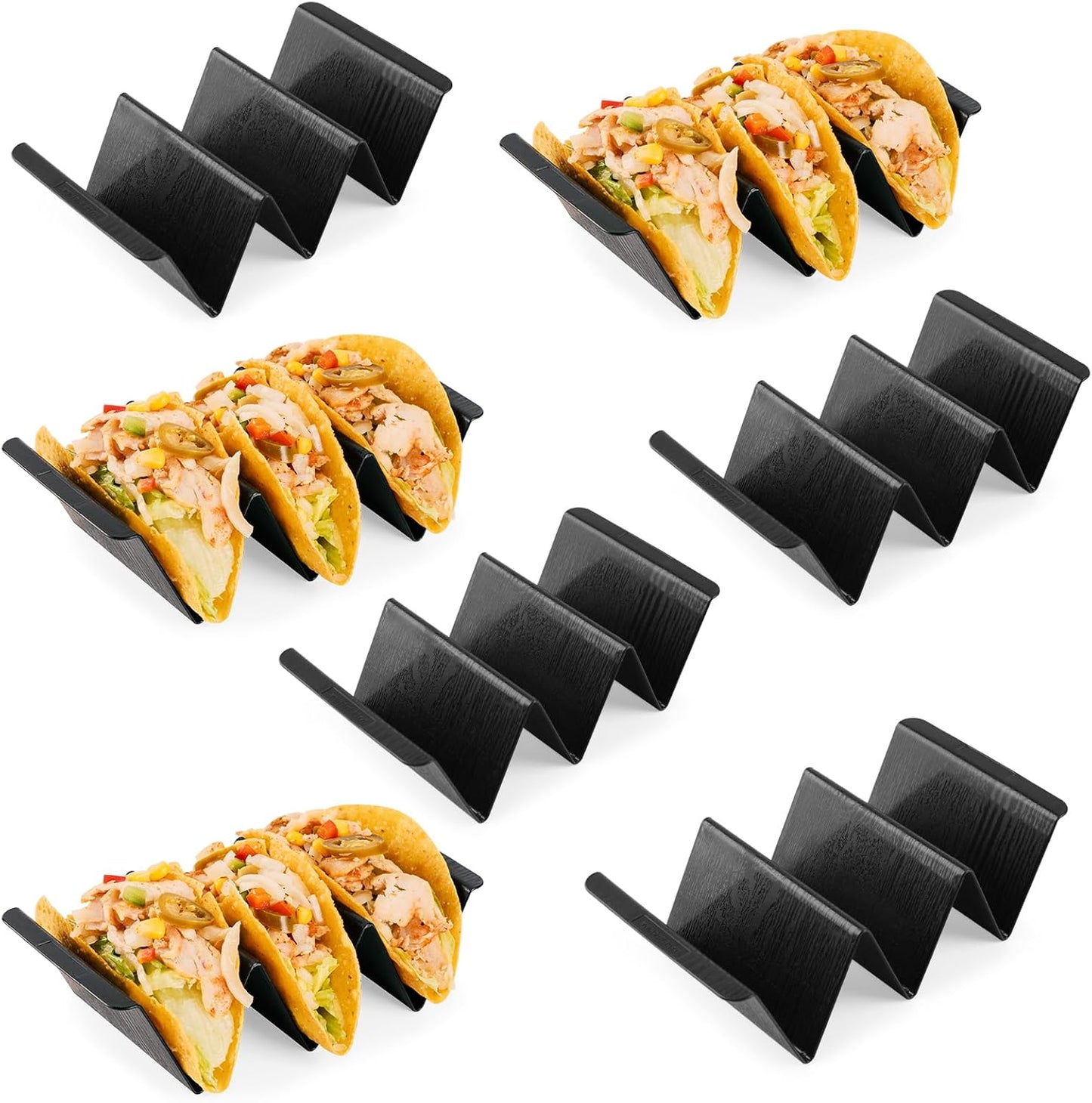 7 Soportes Tacos Plástico Negro para Hornear