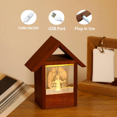 Luz nocturna madera grabada 3D regalo mujer