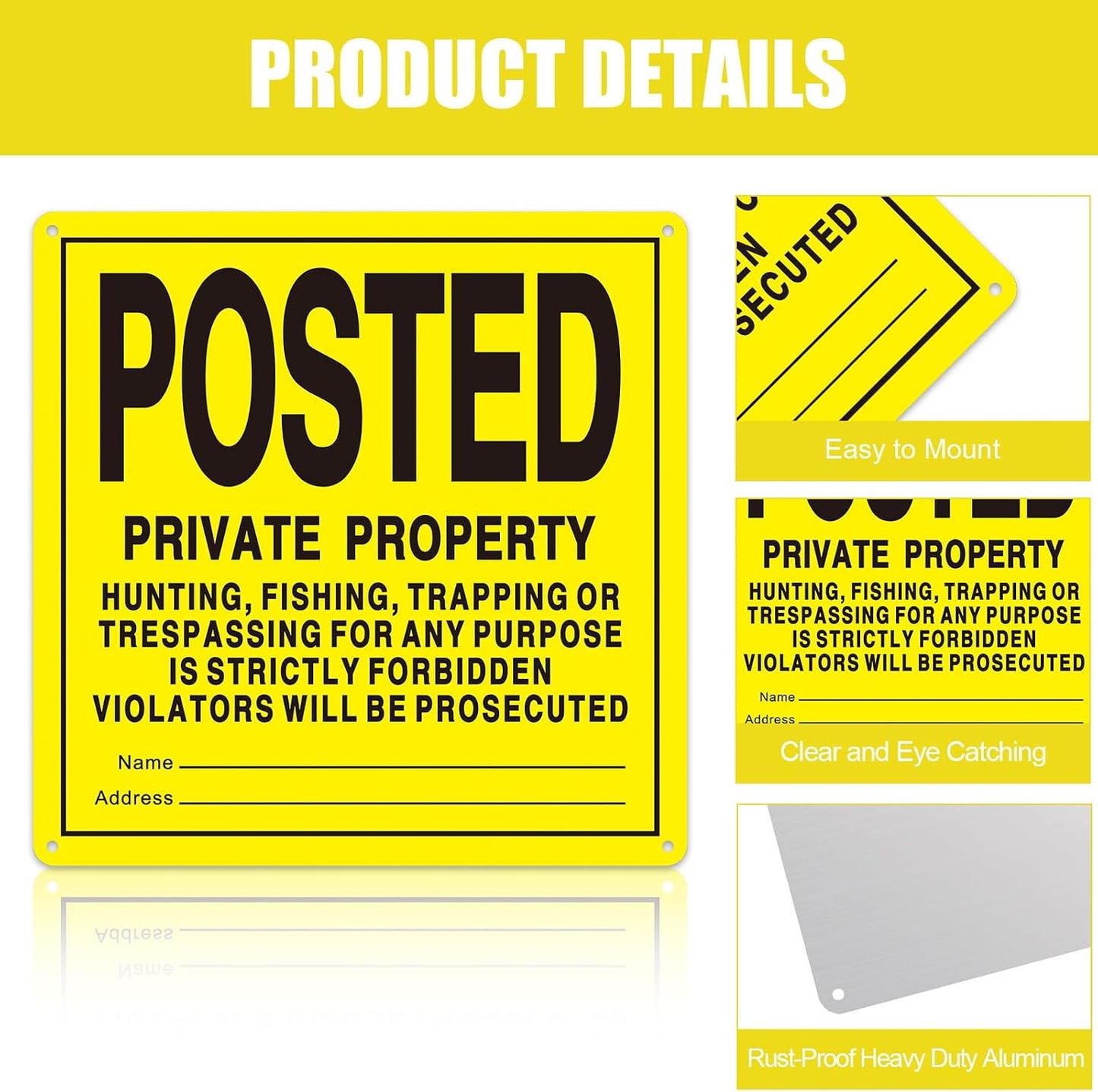 40 Carteles No Introducir 12x12" Aluminio Amarillo