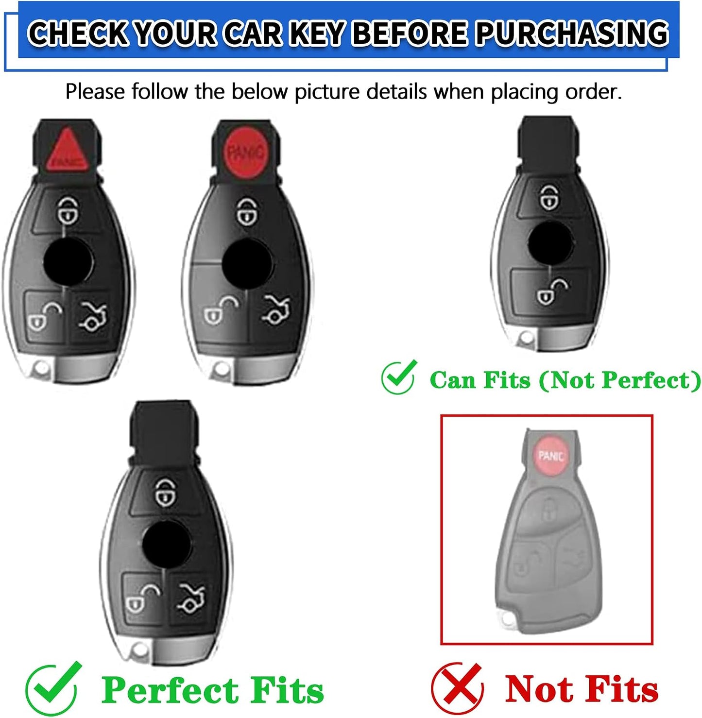 2 Fundas Llavero Mercedes Benz con 3 Botones Silicona