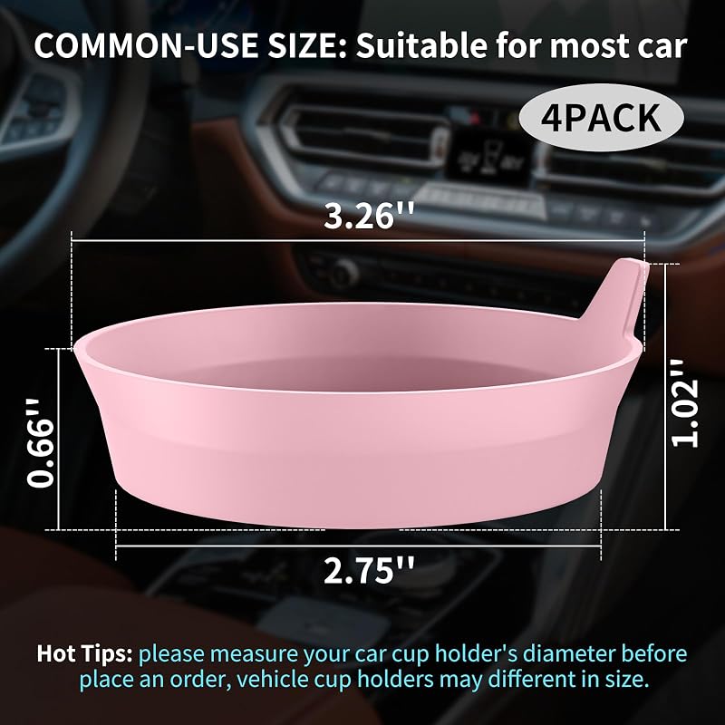 Posavasos coche 4 pzas silicona antideslizantes rosa