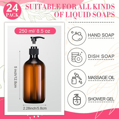 24 Dispensadores Jabón Botellas Plástico 8.45oz Recargable