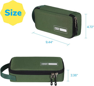 Estuche portátil para lápices y bolígrafos con cremallera verde