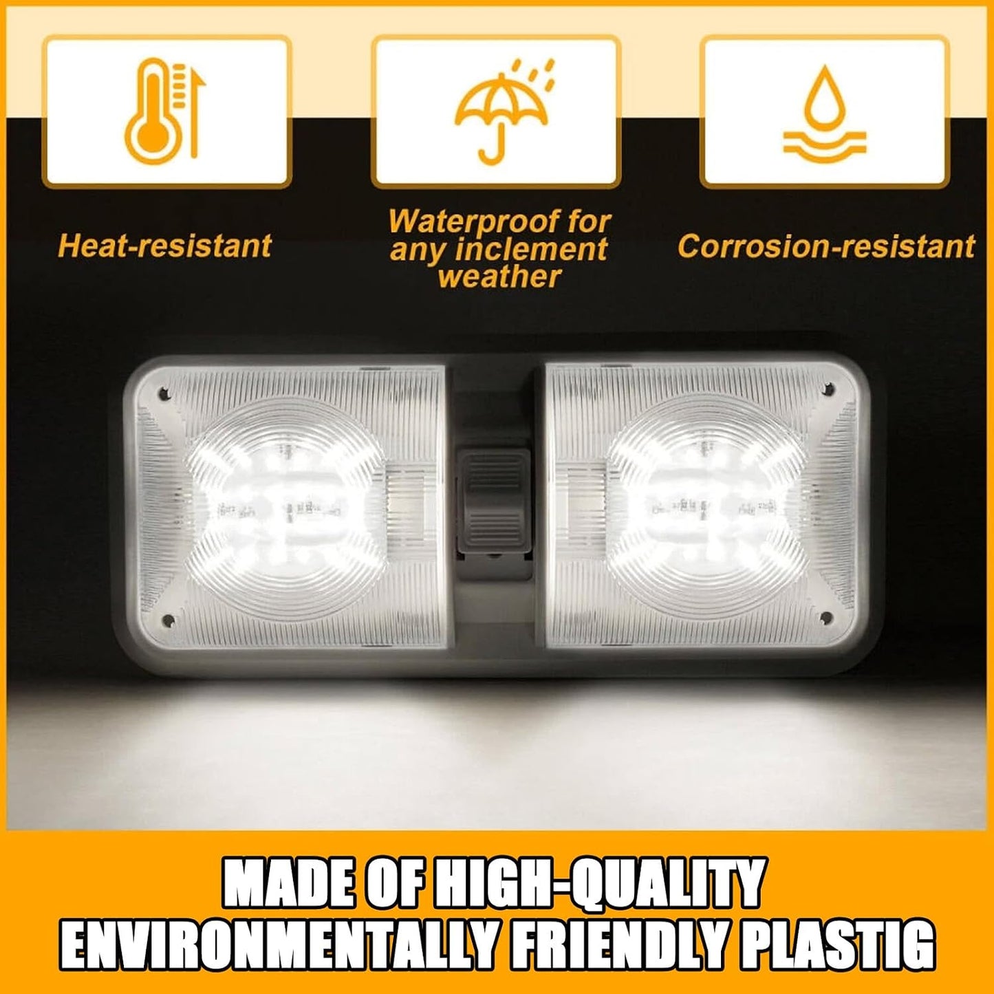 Lámpara LED techo doble cúpula 11-18V para auto caravana