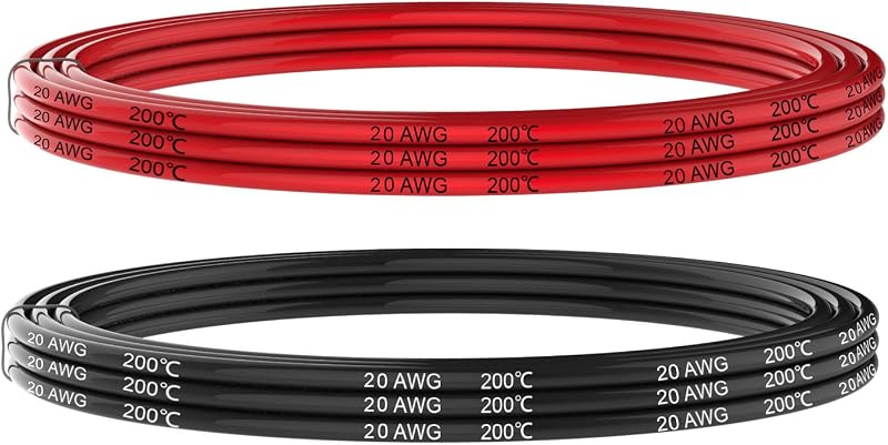 Cable eléctrico 20 AWG 20 pies silicona negro y rojo 100 hebras