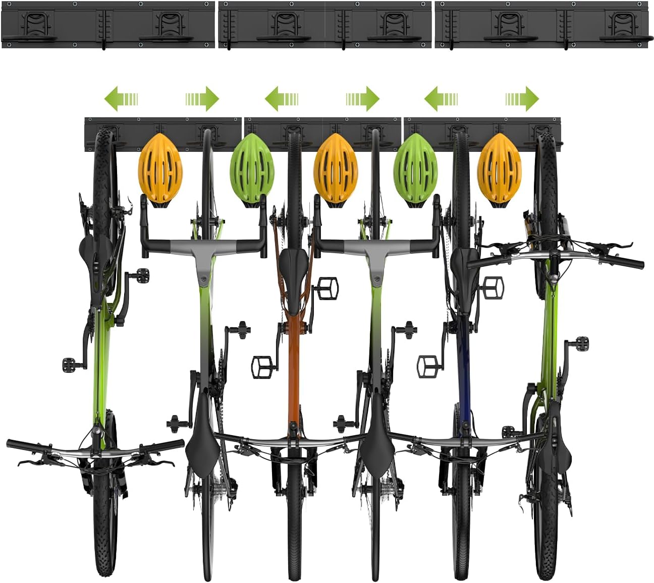 Estante bicis 48pulg para 6 bicis 5 cascos acero garaje