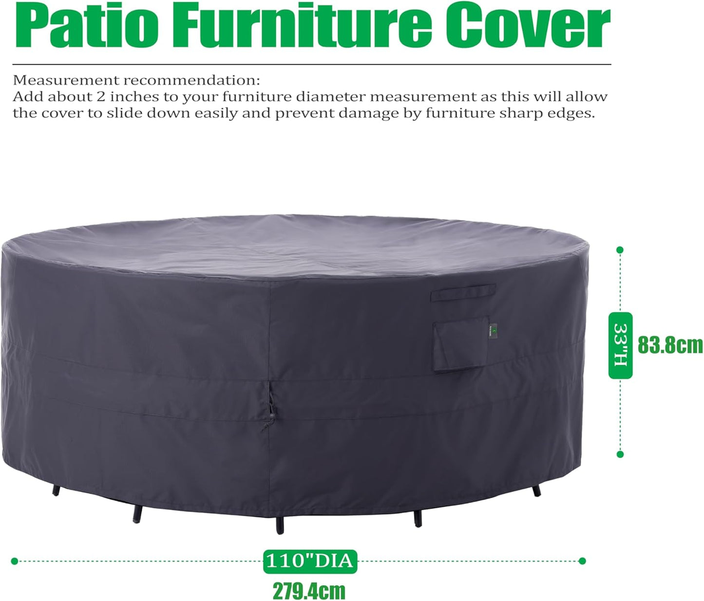Fundas muebles patio resistentes UV impermeables 110x33 gris