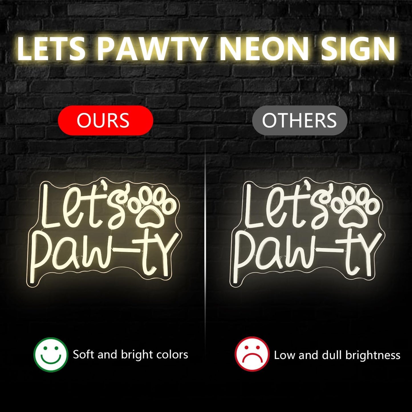 Letrero neón LED para fiesta de mascotas y cumpleaños