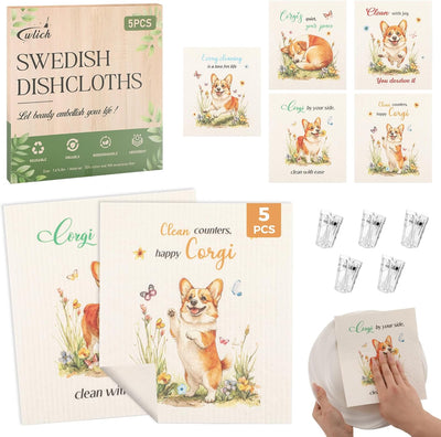 5 Pzas Paños Suecos cocina reutilizables con clips antiarañazos