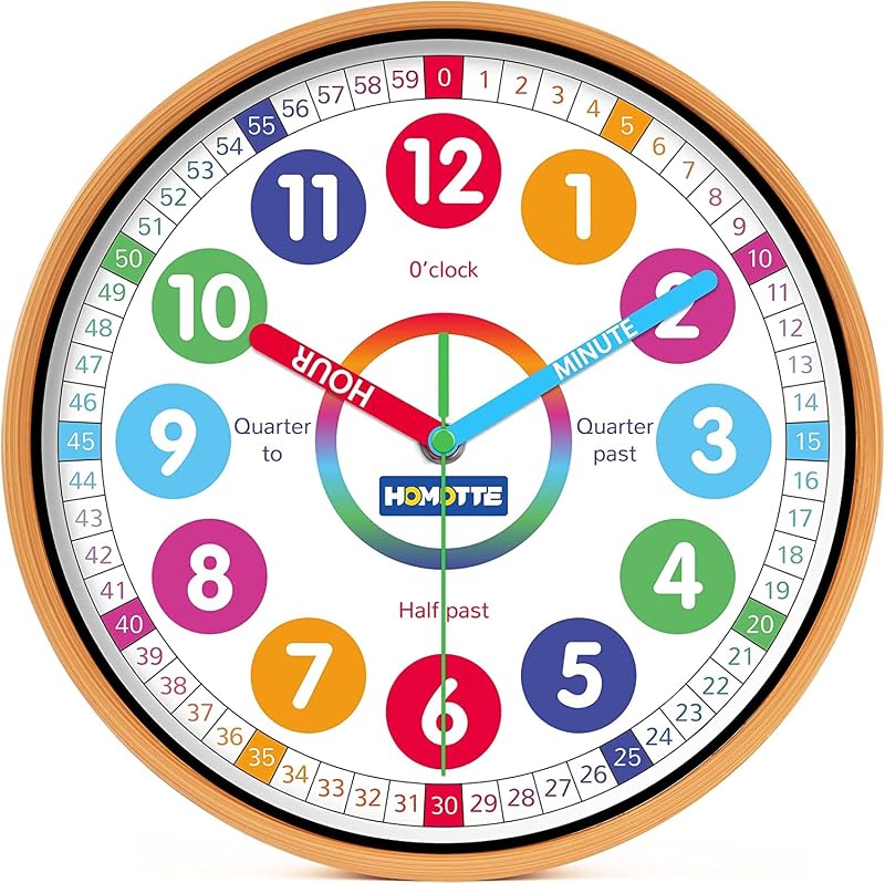 Reloj pared niños analógico silencioso 10pulg decoración hogar