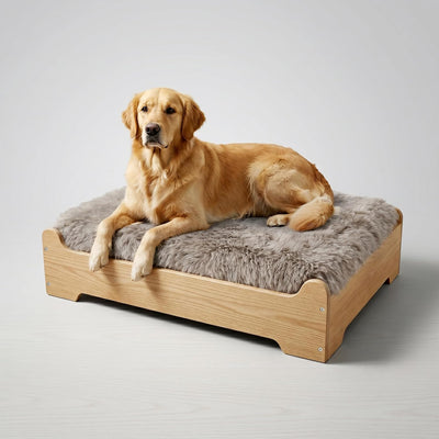 Cama elevada madera perros cojín lavable diseño moderno tamaño L