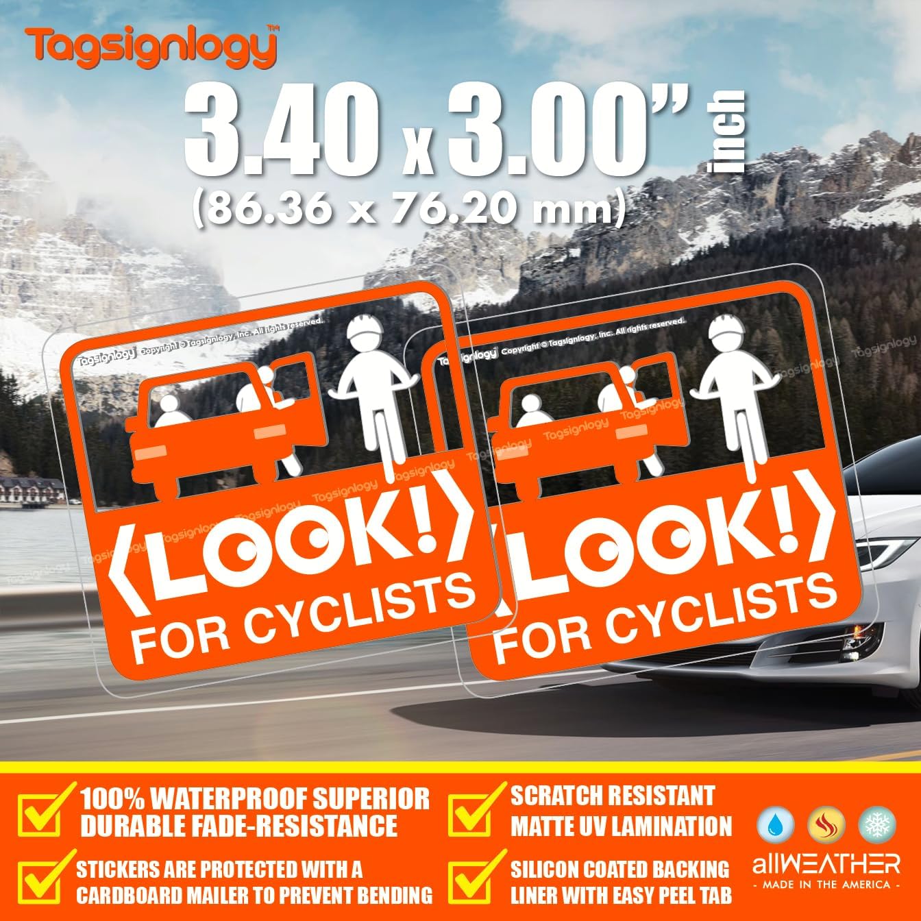 Notas seguridad bicicleta UV resistente impermeable 2uds