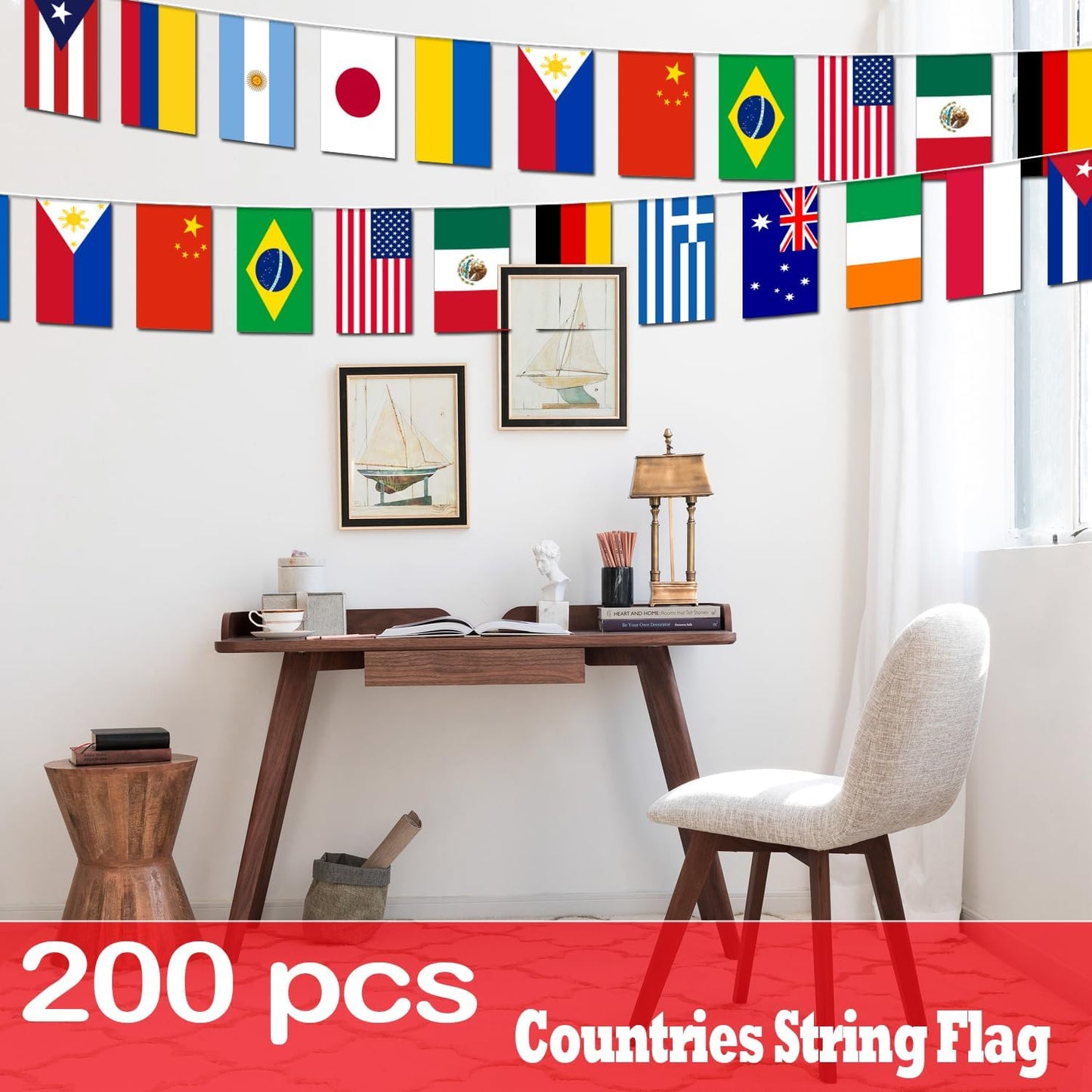 Bandera cuerda 190ft 200 países decoración fiestas bares
