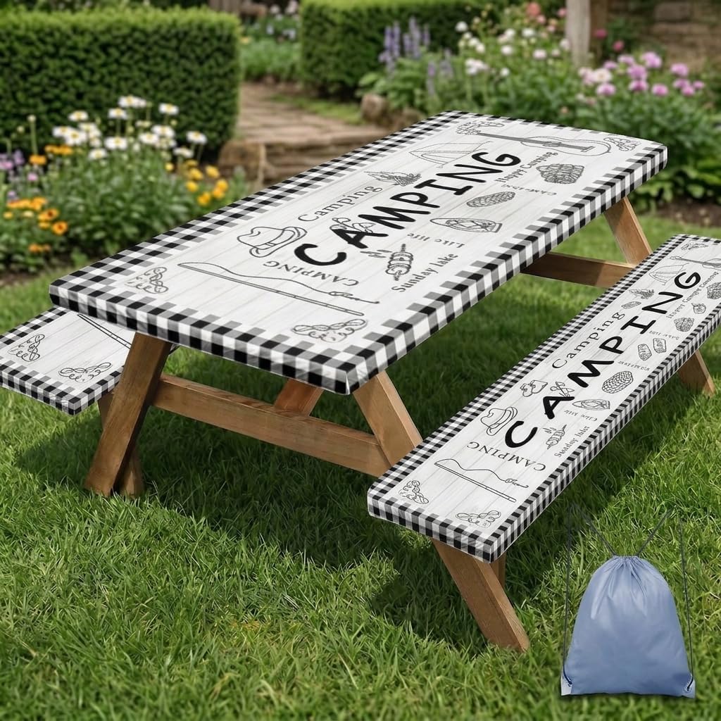 Funda mesa picnic con bancos elásticos 60" 3 Pzas