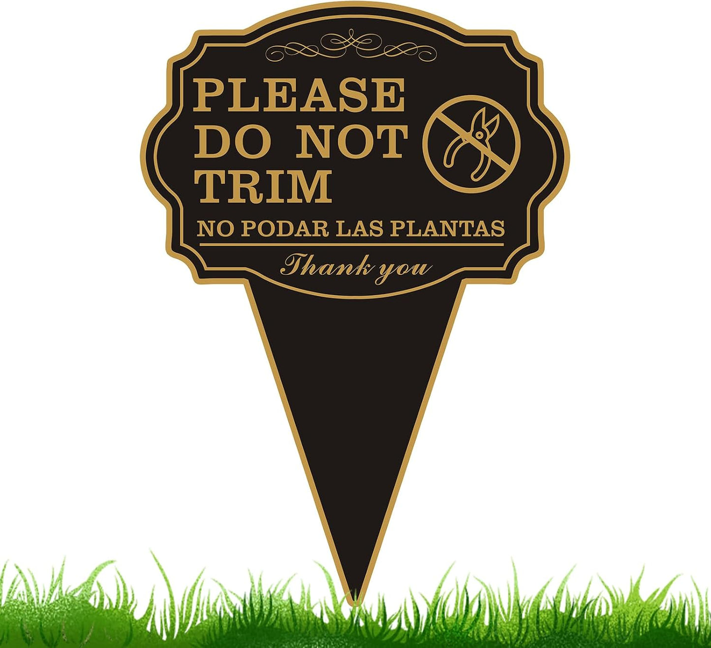 Cartel jardín doble cara 10x14 bilingüe con estaca