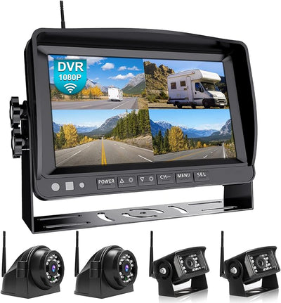 Monitor 9" cuádruple cámara inalámbrica para RV camión