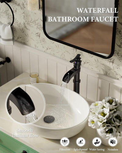 Grifo baño negro cuenco antiguo orificio con tapón