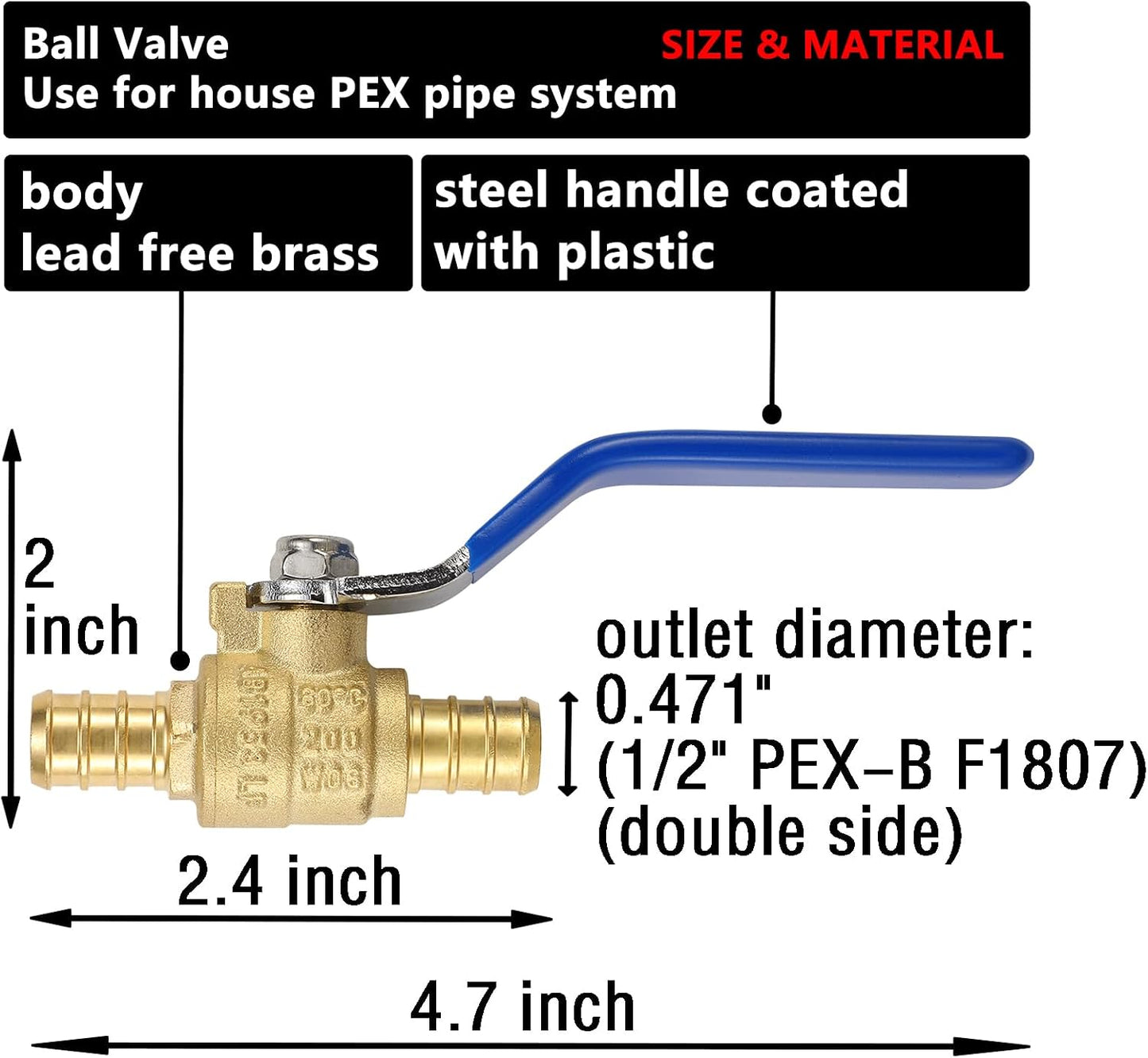 Válvula bola crimpado PEX-B 1/2pulg pack 20