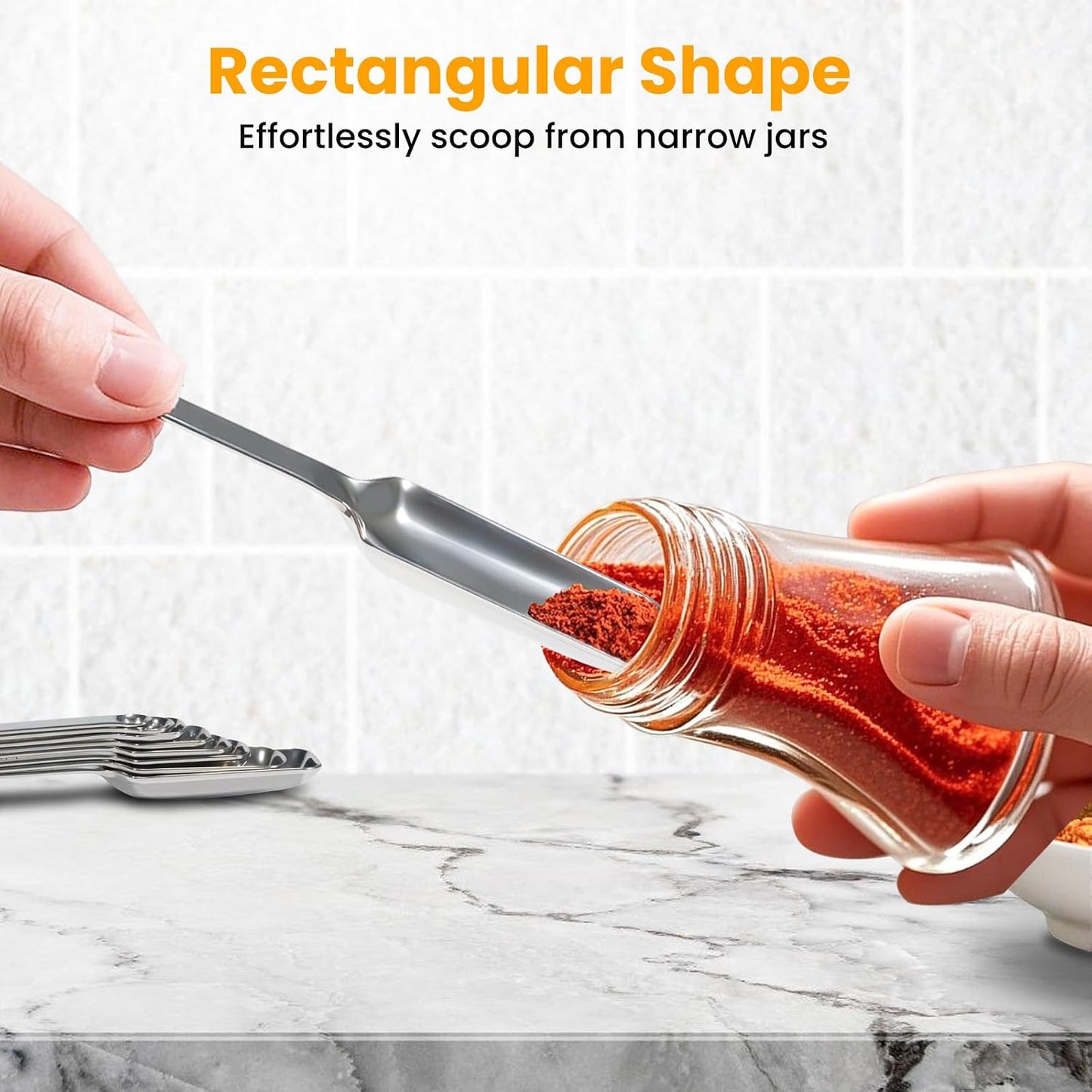Set 8 cucharas medidoras acero inox compactas para especias