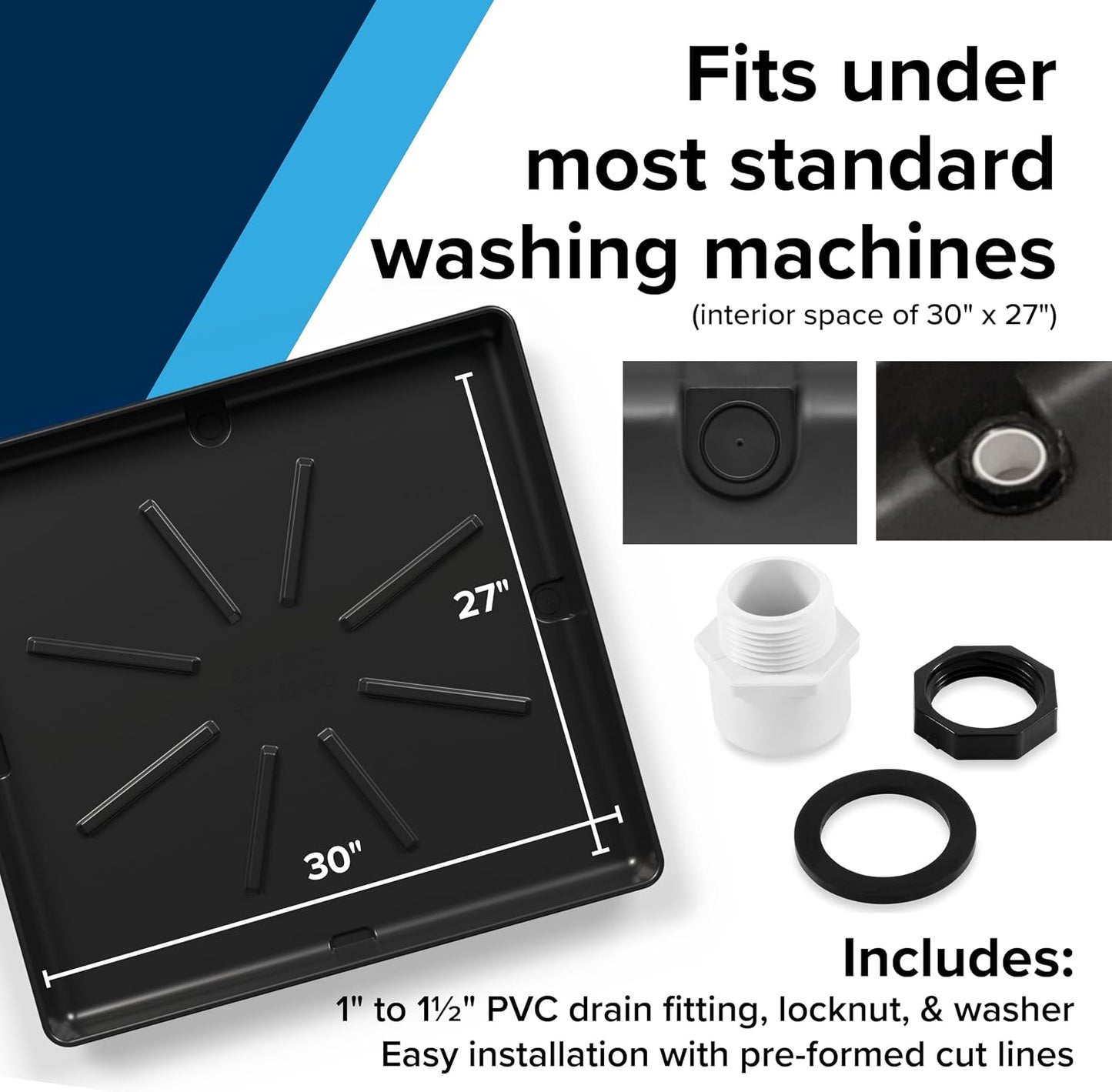 Bandeja drenaje lavadora plástico PVC 30x32pulg