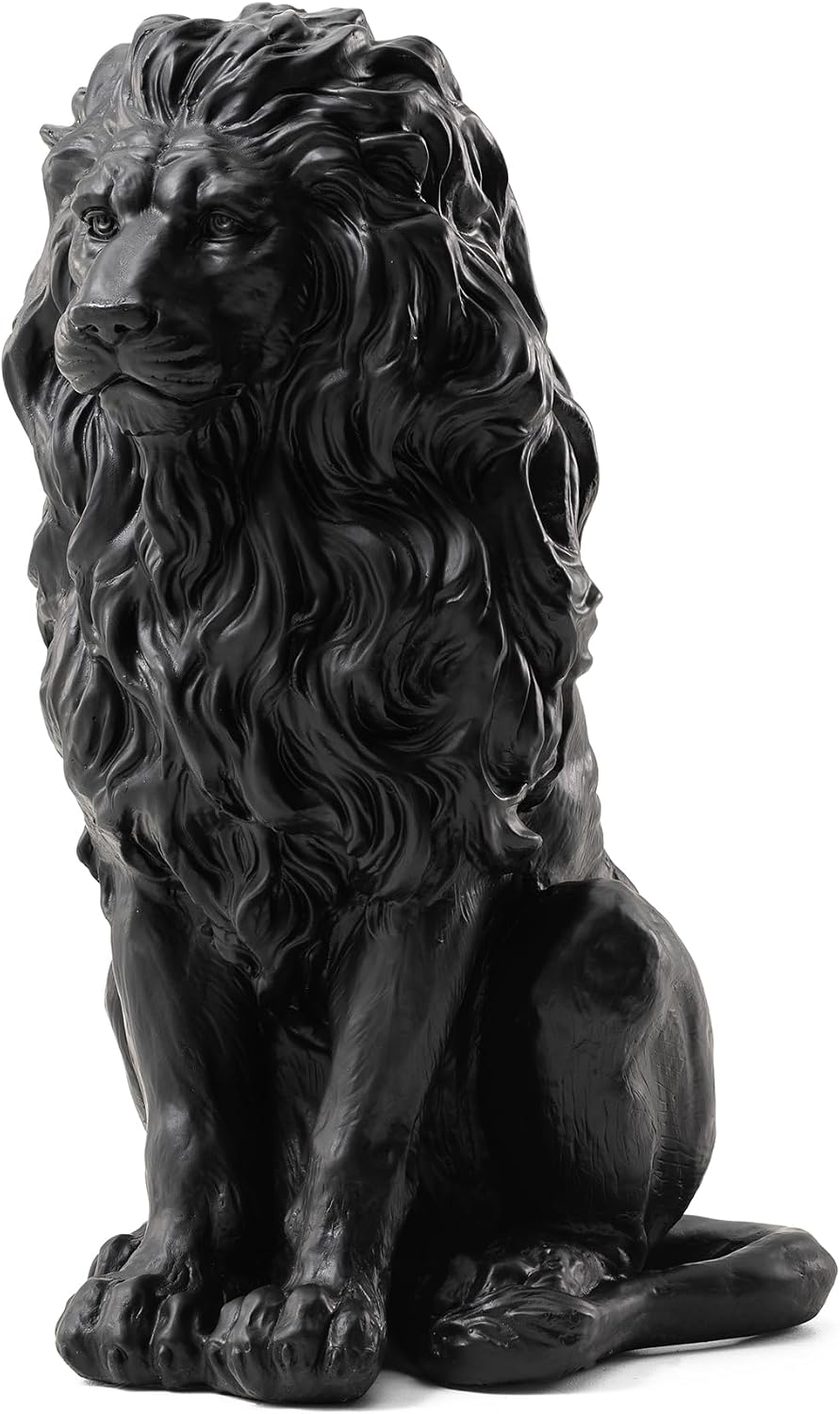 Estatua león sentado protector jardín 52.7cm negro