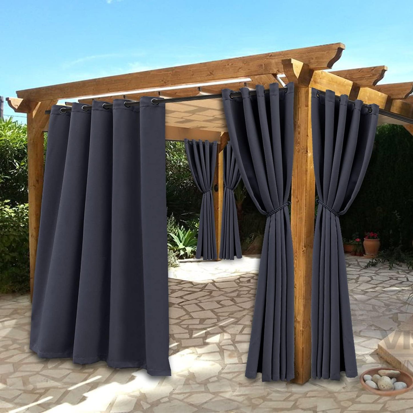 Cortinas impermeables opacas con ojales bloquean sol