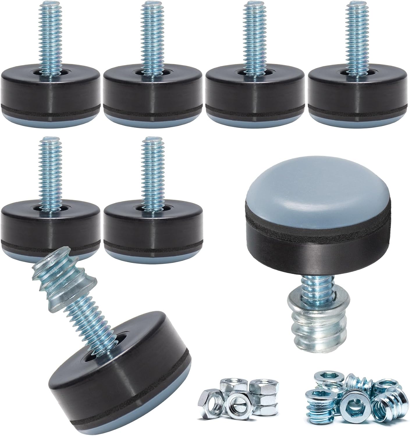 Niveladores m6 ptfe base 1pulg suave para muebles set 8