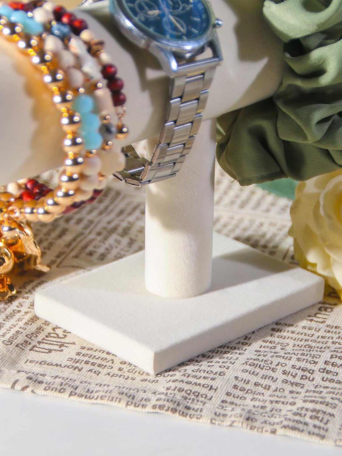 Soporte joyas pulseras y coleteros 1 nivel beige