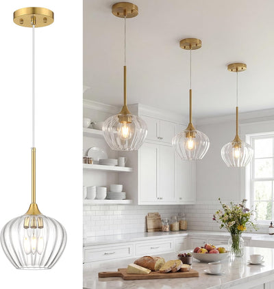 Luces colgantes cristal doradas 7pulg cocina comedor