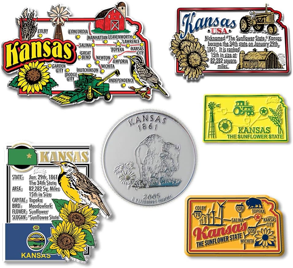Juego 6 imanes Kansas State 3D vintage coleccionables