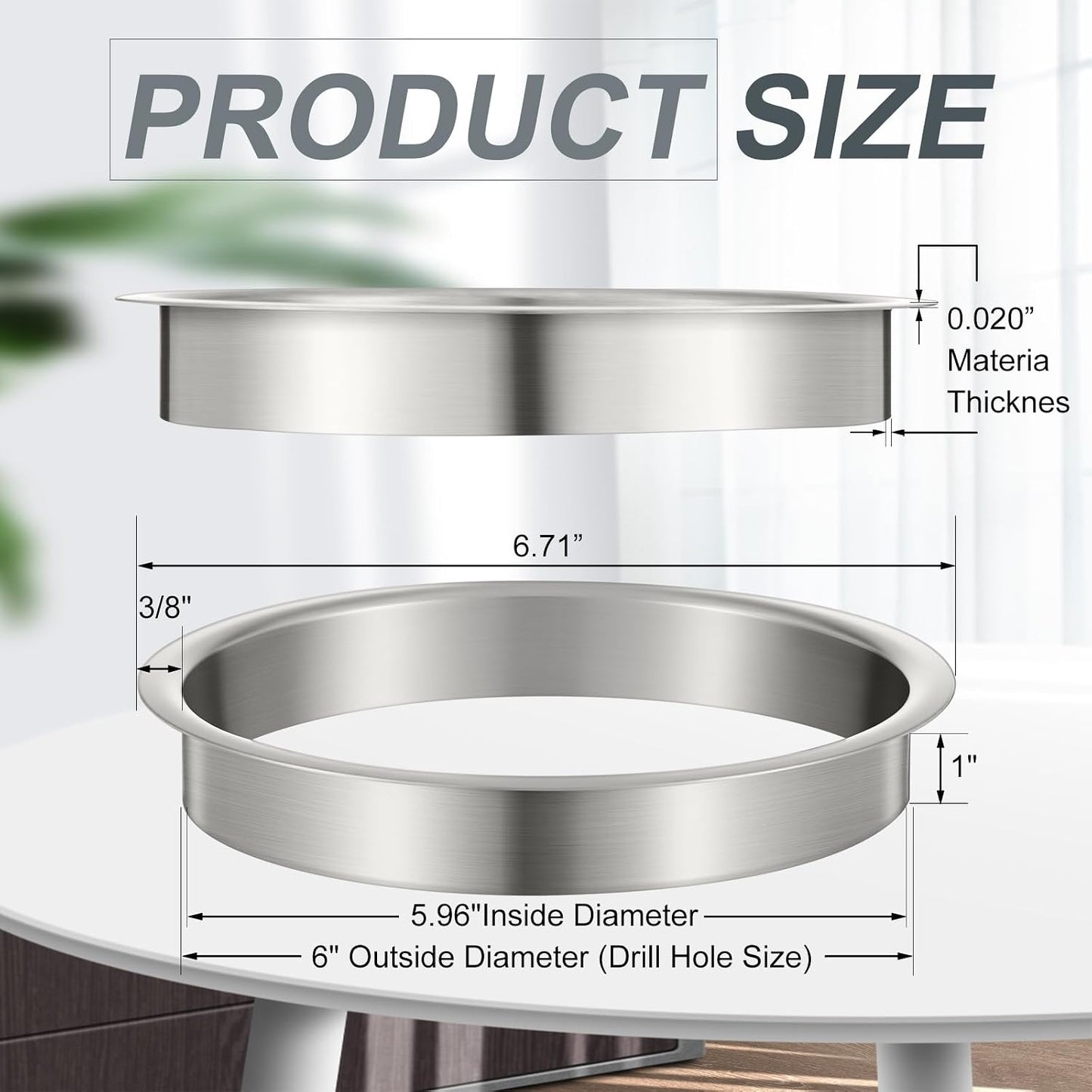 2 Ojales Acero Inox 304 6x1" para Encimera Cocina