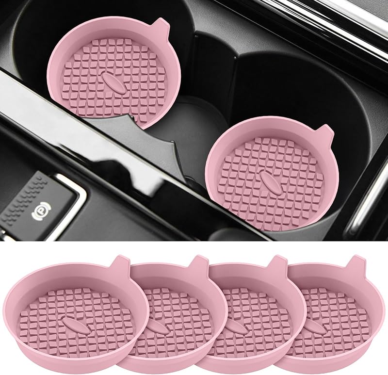 Posavasos coche 4 pzas silicona antideslizantes rosa