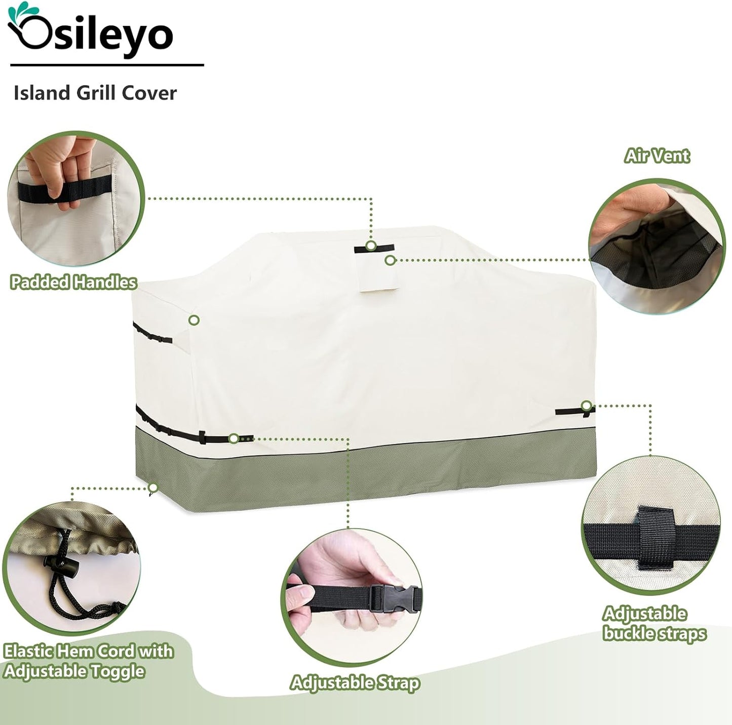 Funda parrilla isla 98pulg 600D resistente agua