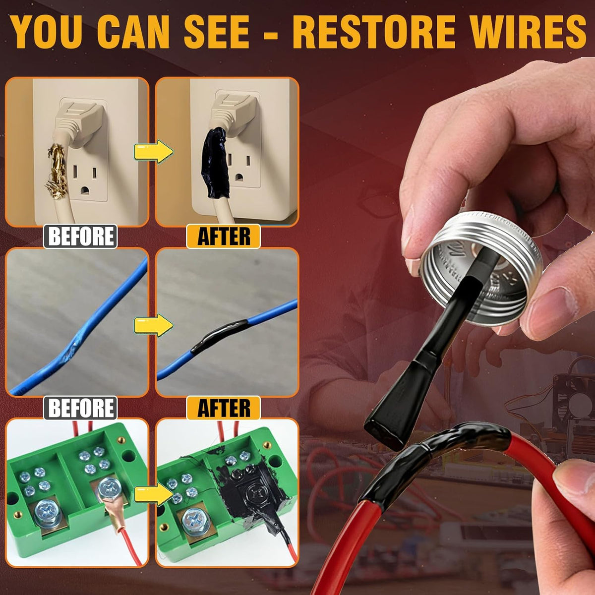 Cinta electrica liquida negra aislamiento cable impermeable