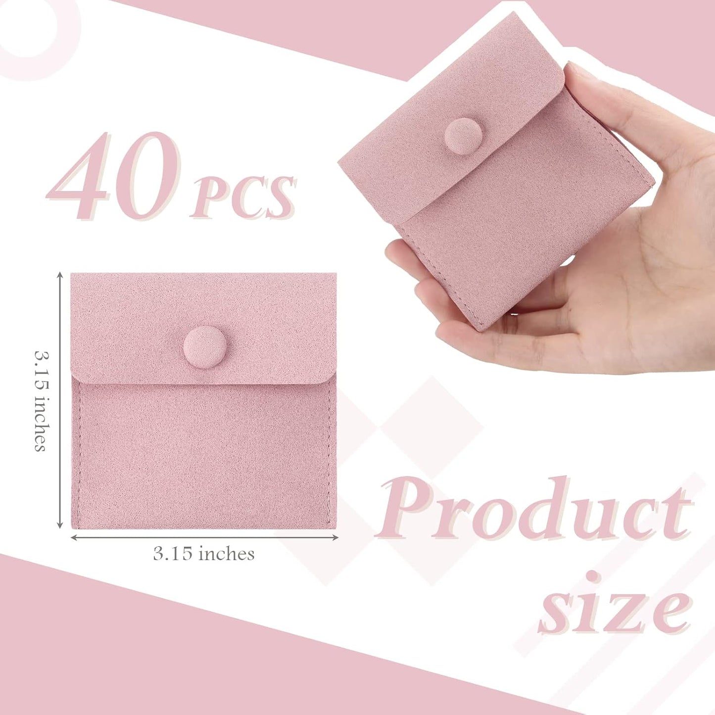 Bolsa microfibra para joyería 8x8cm con divisor y botón