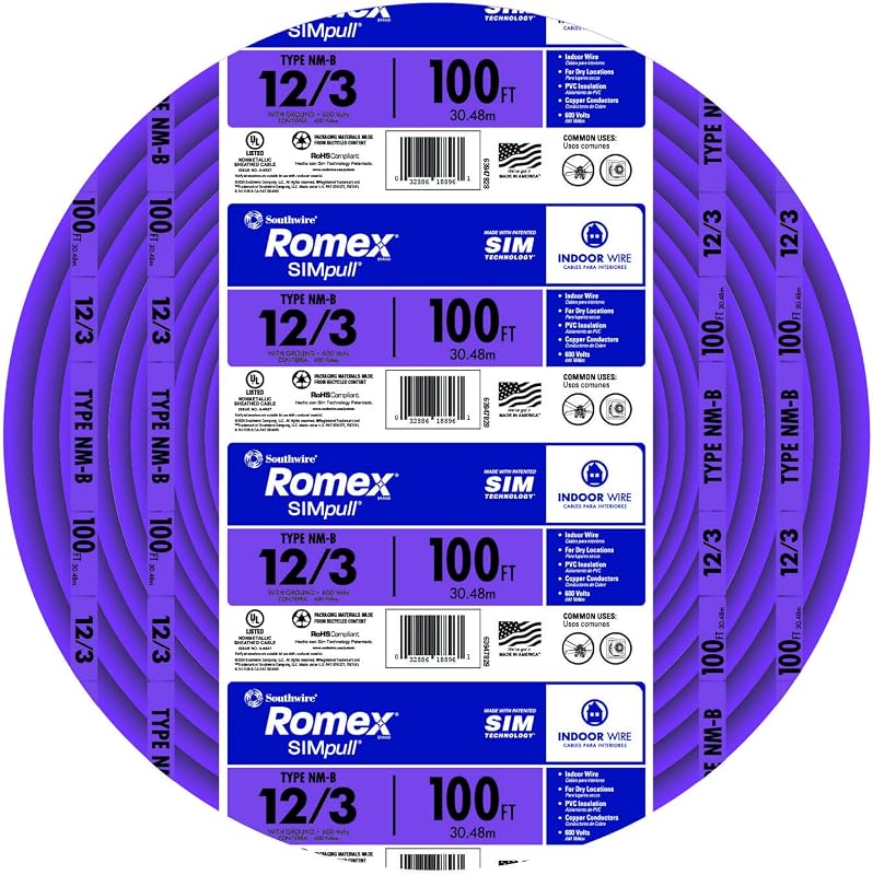 Cable Romex residencial 12 3 conductores 100pies NM-B morado