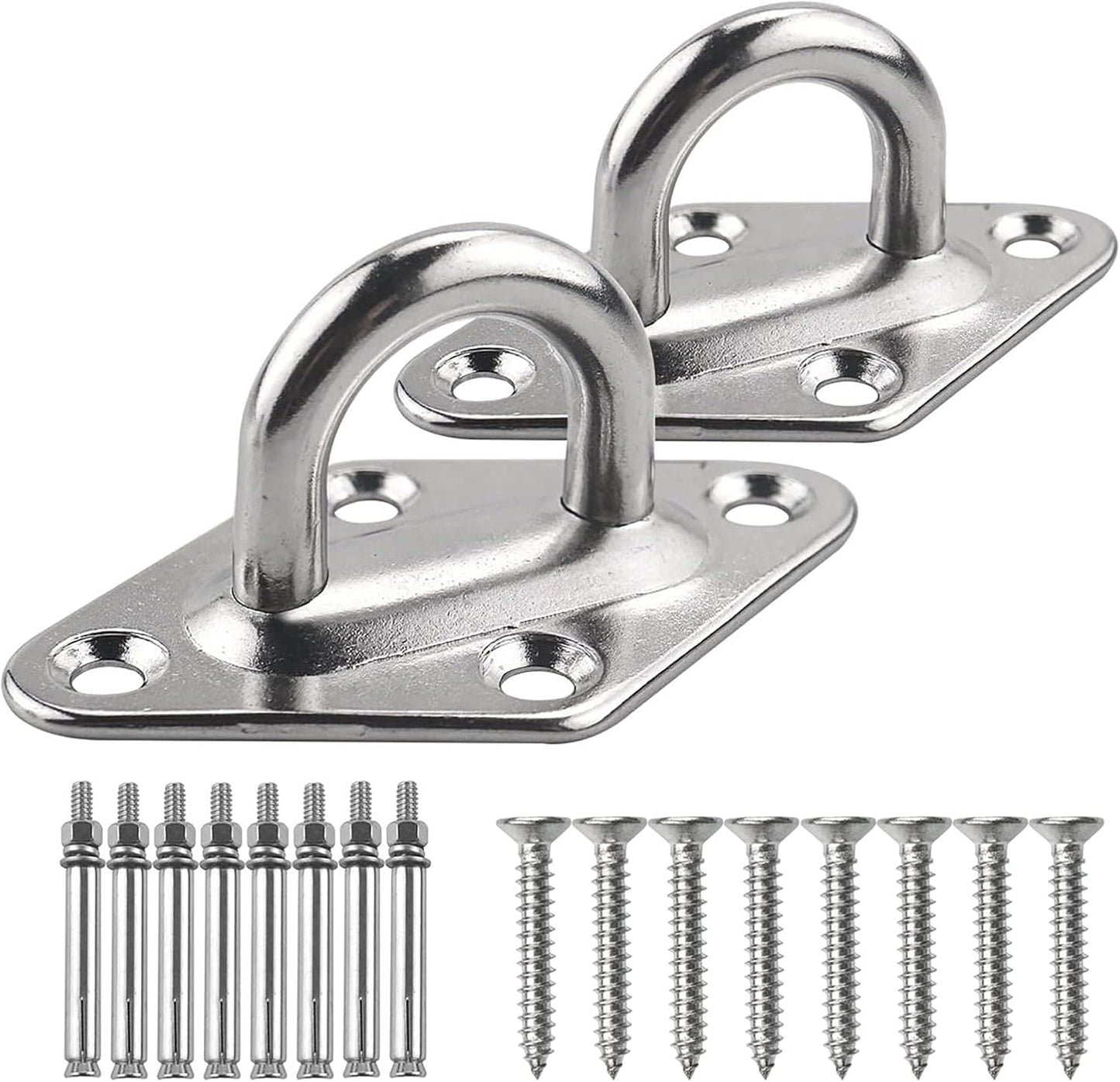 Kit ganchos hamaca acero inox M8 1000lb para pared