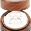 Caja redonda madera anillos tapa transparente boda
