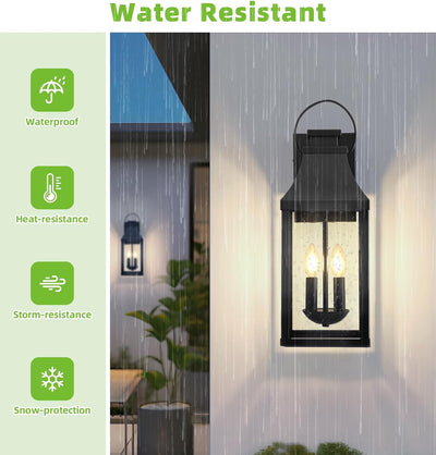 2 Luces Pared Exterior Farol Moderno Negro